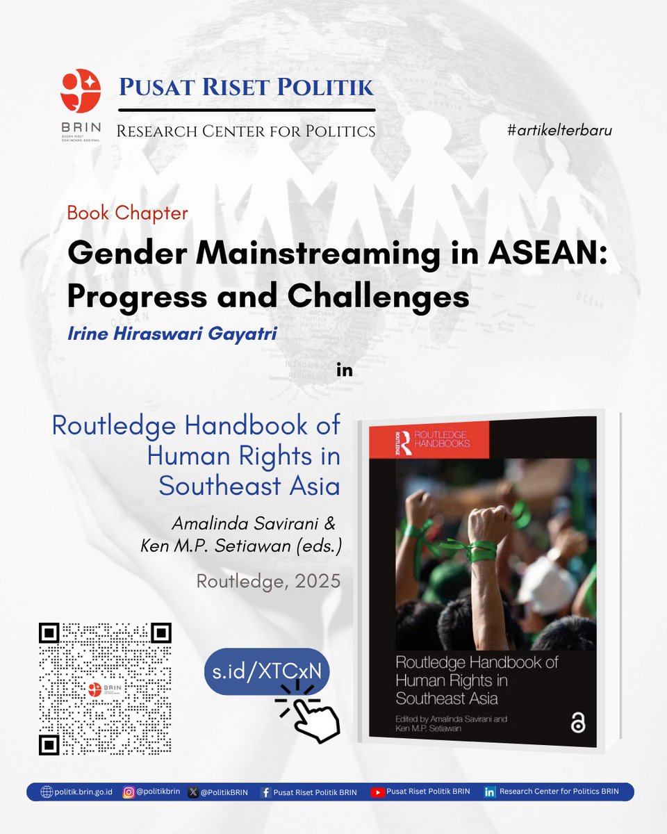 📘 Telah terbit: The Routledge Handbook of Human Rights in Southeast Asia (Routledge, 2025), disunting oleh Amalinda Savirani &amp; Ken M.P. Setiawan.

Buku ini menyoroti dinamika dan praktik hak asasi manusia di Asia Tenggara — dari ranah politik hingga pengalaman sehari-hari.