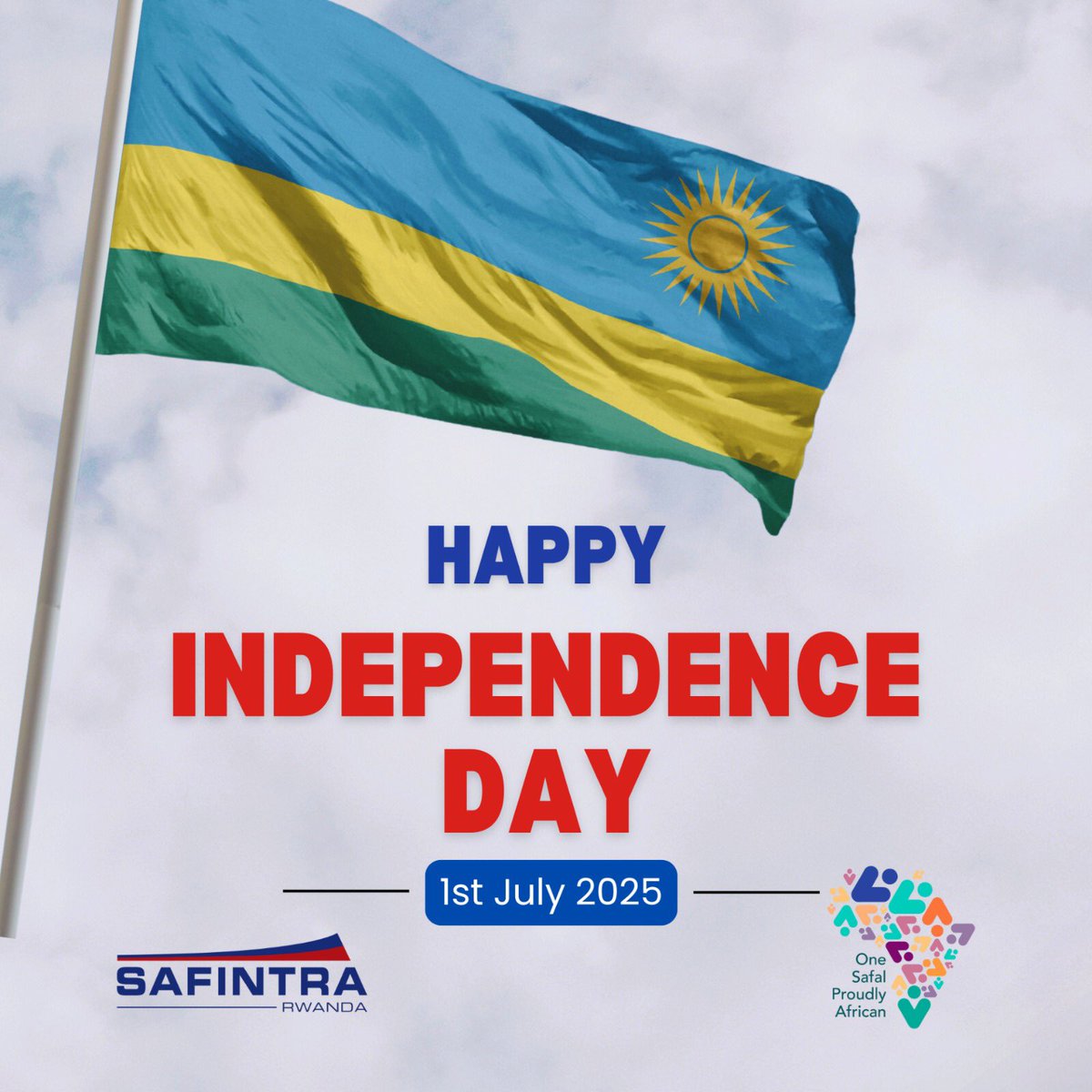 safintrarwanda's tweet photo. Today we celebrate the country of a thousand hills!!! 
Happy independence day Rwanda 🇷🇼 
#independenceday2025 #safintracares https://t.co/3pQBoqn18D