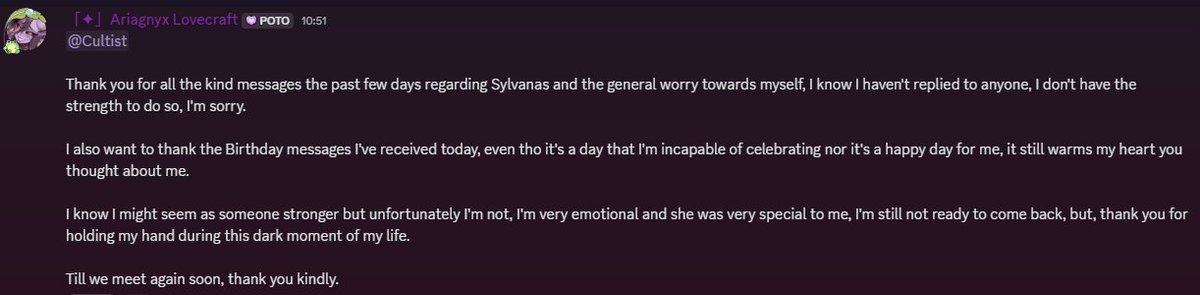 Just wanted to say thank you for all the messages these past days.
Till we meet again soon