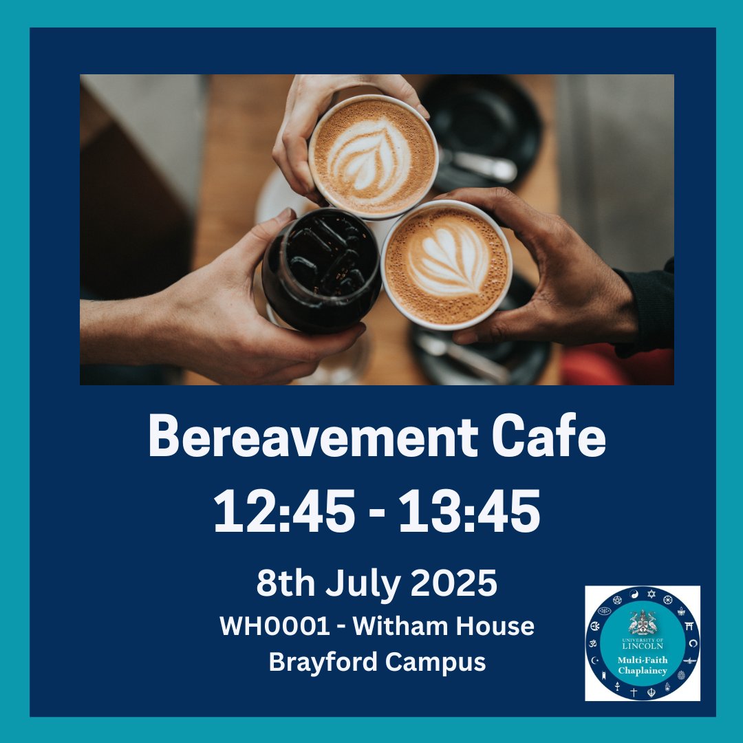 UoL Department of People, Performance and Culture (@uol_ppc) on Twitter photo The dedicated Chaplaincy team offer a welcoming space, support, and guidance to anyone in need.
Everyone welcome!
For further details or to RSVP, please contact: chaplaincy@lincoln.ac.uk
#bereavementcafe #support #bereavement #uolchaplaincy The dedicated Chaplaincy team offer a welcoming space, support, and guidance to anyone in need.
Everyone welcome!
For further details or to RSVP, please contact: chaplaincy@lincoln.ac.uk
#bereavementcafe #support #bereavement #uolchaplaincy