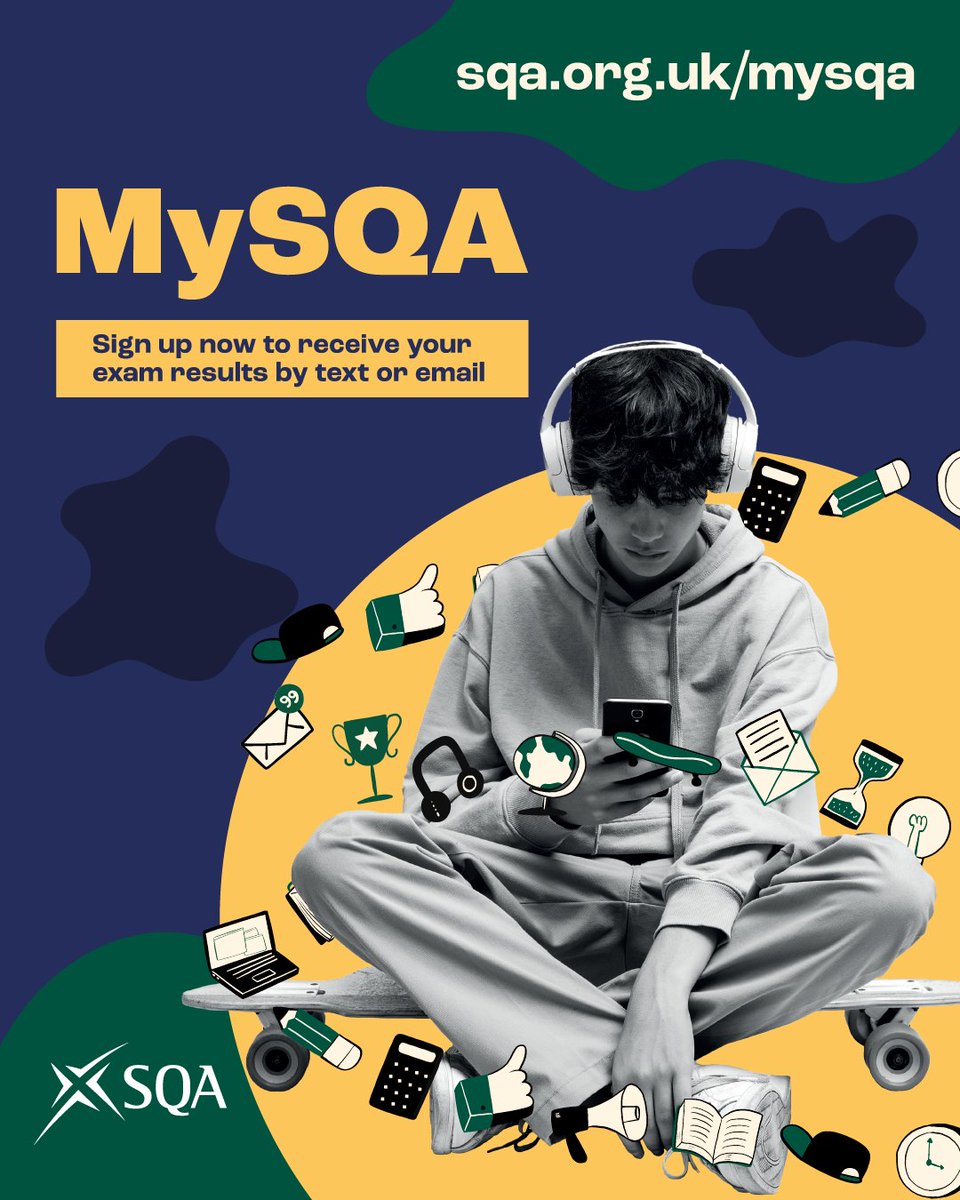 📣 Expecting exam results in August?
📲 Sign up to MySQA to receive your results by text or email on Results Day!
All you need is…
🆔 your Scottish Candidate Number (SCN)
📧 an email address
👉 Sign up now: sqa.org.uk/mysqa