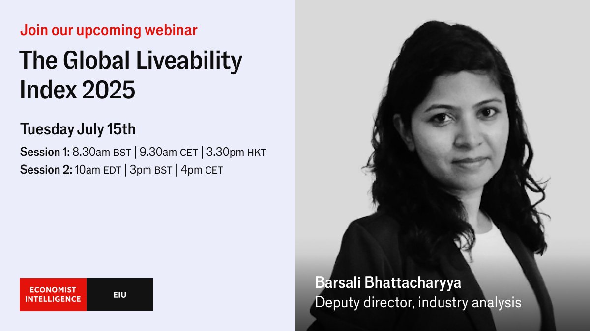 Join EIU’s webinar on “The Global Liveability Index 2025” on July 15th to explore this year’s global rankings and the trends reshaping urban liveability.

Register to attend here: econgrp.co/VN
