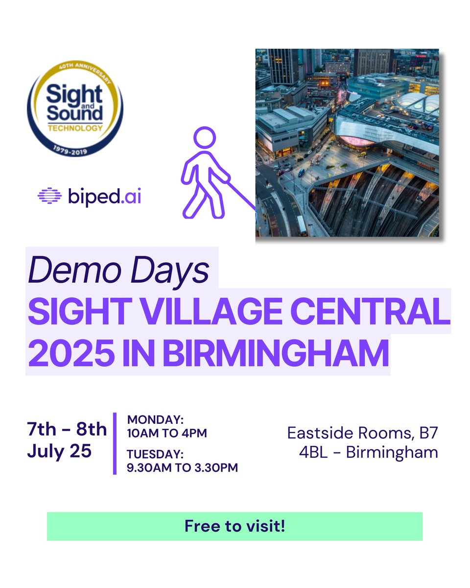 biped (@walkwithbiped) on Twitter photo 🎉 Excited to join <a href="/SightandSound/">Sight And Sound</a> at Sight Village Birmingham!
📍 Eastside Rooms, B7 4BL
🗓️ July 7 (10am–4pm) & 8 (9:30am–3:30pm)
🎟️ Free tickets: tickettailor.com/events/sightvi…
Come discover Noa in action! #SightVillage 🎉 Excited to join <a href="/SightandSound/">Sight And Sound</a> at Sight Village Birmingham!
📍 Eastside Rooms, B7 4BL
🗓️ July 7 (10am–4pm) & 8 (9:30am–3:30pm)
🎟️ Free tickets: tickettailor.com/events/sightvi…
Come discover Noa in action! #SightVillage