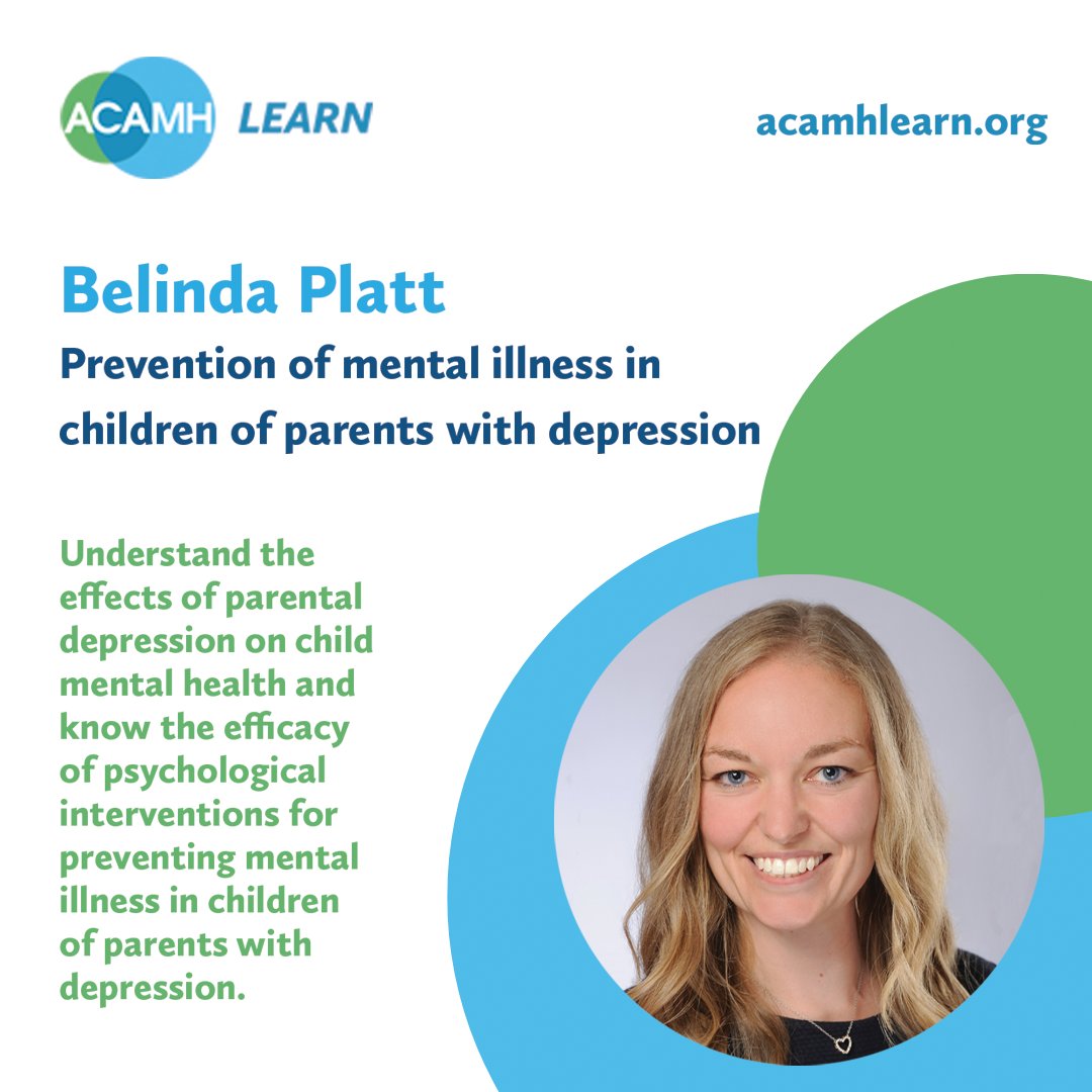 Parental #Depression can impact a child’s emotional #Wellbeing for years. Explore proven interventions that help protect the next generation’s #MentalHealth.

Find out how with the full #ACAMHLearn talk by Dr. Belinda Platt: bit.ly/3H1klmD