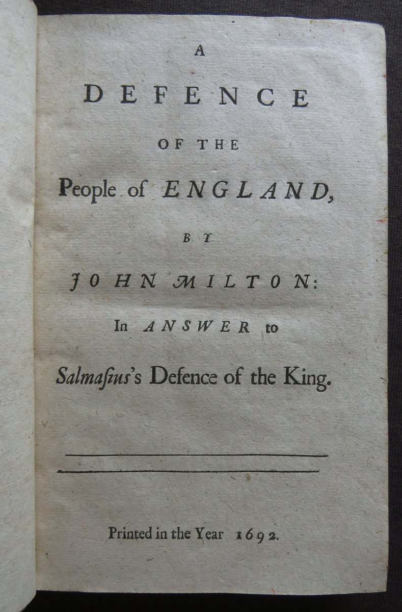 1st of John Milton's 'Defence of the People of England', in which he justifies the execution of King Charles I, and argues for liberty and popular sovereignty.

#books #17thcentury #earlymodern #Milton #history #England #regicide #civilwar #bookauction bit.ly/4lwqTc2