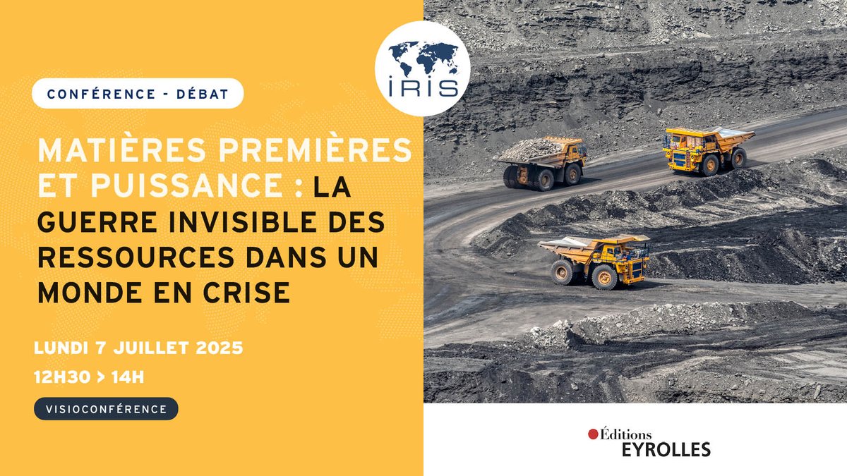 IRIS (@institutiris) on Twitter photo #Rappel
📢💬Lundi 7 juillet, 12h30-14h, pour la sortie du nouvel ouvrage de <a href="/EcoHache/">Hache Emmanuel</a>, l'IRIS vous invite à la visioconférence :
⚡📱Matières premières et puissance : la guerre invisible des ressources dans un monde en crise
📋 Inscription : cutt.ly/VrWriR74 #Rappel
📢💬Lundi 7 juillet, 12h30-14h, pour la sortie du nouvel ouvrage de <a href="/EcoHache/">Hache Emmanuel</a>, l'IRIS vous invite à la visioconférence :
⚡📱Matières premières et puissance : la guerre invisible des ressources dans un monde en crise
📋 Inscription : cutt.ly/VrWriR74