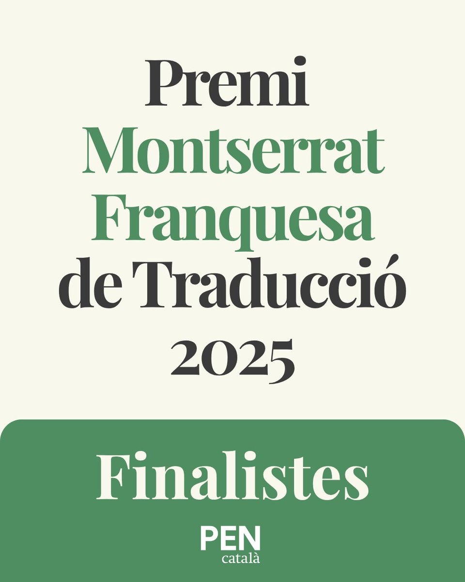 PEN Català (@pencatala) on Twitter photo Ja tenim finalistes del Premi Montserrat Franquesa de Traducció 2025!
Quatre traduccions excepcionals, quatre veus que porten la literatura més enllà de les fronteres.
Coneix els finalistes d’enguany 👇 Ja tenim finalistes del Premi Montserrat Franquesa de Traducció 2025!
Quatre traduccions excepcionals, quatre veus que porten la literatura més enllà de les fronteres.
Coneix els finalistes d’enguany 👇