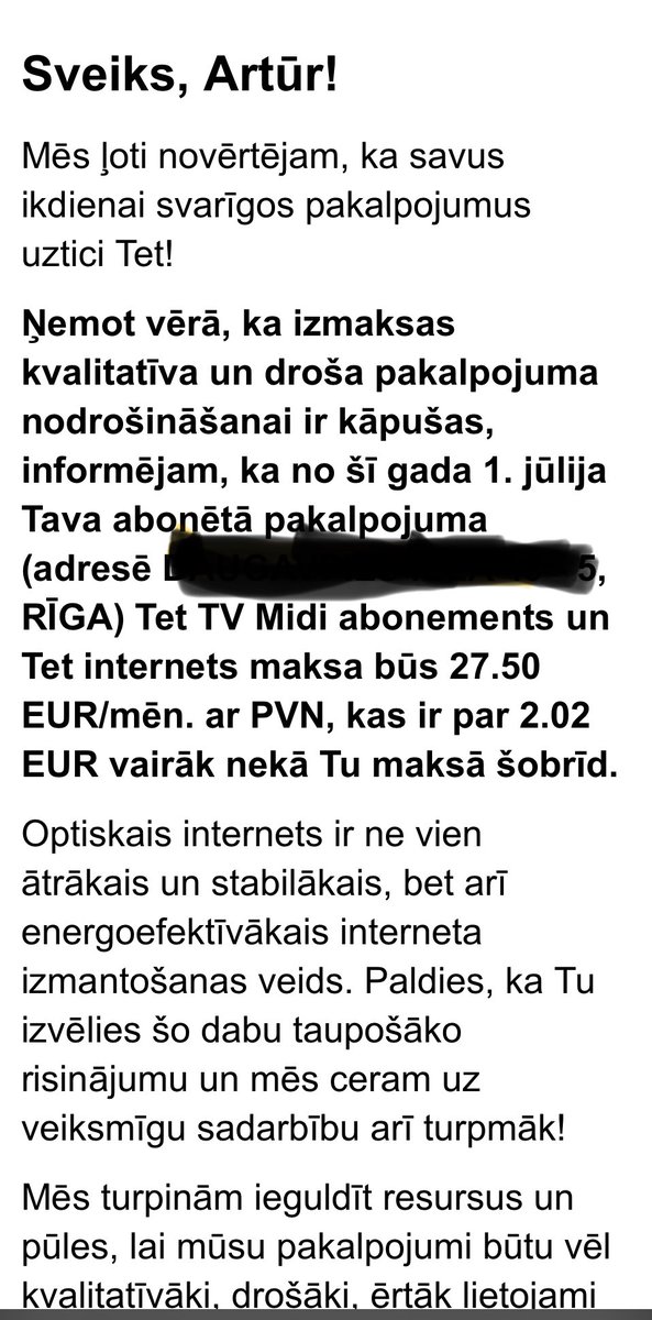Vecajiem klientiem <a href="/mans_tet/">Tet</a> skrūvē tik cenu uz augšu, jaunajiem piedāvā gandrīz 2x lētāk. Būs vien laikam jāatvadās 🙁