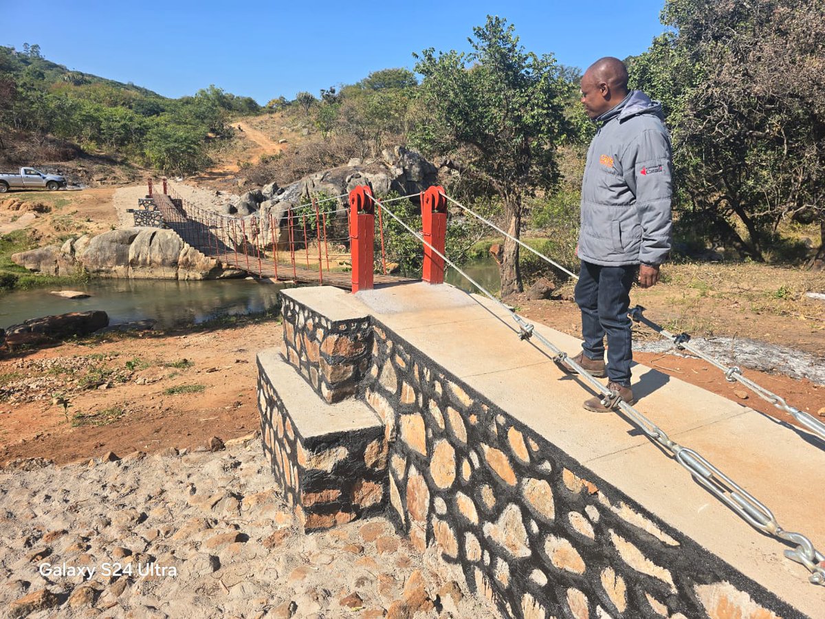 Manyawu village footbridge across the Odzi River. This project was funded and constructed by the Zimbabwe Africa Trust, with the Council providing designs, assisting with site selection and inspection. This  will benefit  mostly school children and the public in General.