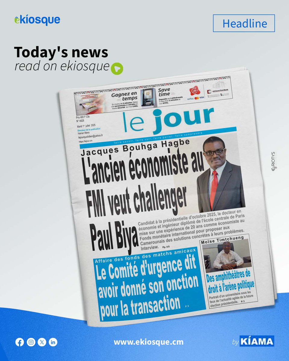 ekiosque's tweet image. 🔥 « Ce n’est plus Paul Biya qui gouverne » : Tchiroma frappe fort. Fame Ndongo contre-attaque.
Dis-nous en commentaire : Tchiroma ou Bouhga, qui peut vraiment secouer le jeu ?
📲 Revue complète sur ekiosque.cm

#Cameroun  #RevueDePresse  #Politique2025