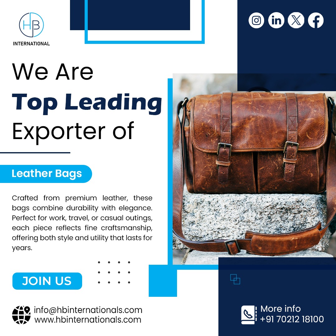 hbintexport's tweet photo. Crafted to Impress, Exported to the World
Luxury Leather Bags by HB International – Where Quality Meets Elegance
📧 info@hbinternationals.com
📱 +91-7021218100
🔗 https://t.co/YLFyN2wOTI
#HBInternational #LeatherBagExporter #GlobalLeatherBags #LuxuryLeatherGoods #EcoLeatherBags https://t.co/OgFIbwEIHx