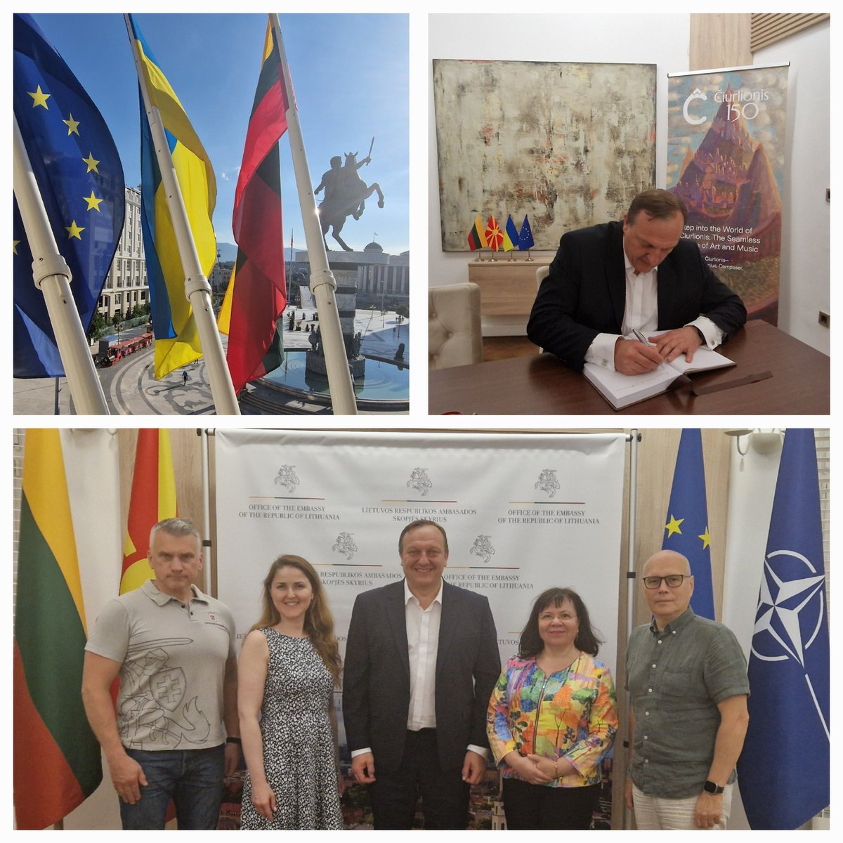 VilmaLTdiplomat's tweet image. Honoured to welcome 🇱🇹 Minister of Interior Vladislav Kondratovič on the first visit to 🇲🇰, joined by Gen. Rustamas Liubajevas, Commander of the 🇱🇹 State Border Guard Service & Gen. Arūnas Paulauskas, Commissioner General of the 🇱🇹 Police, at the LT Embassy Office in Skopje!