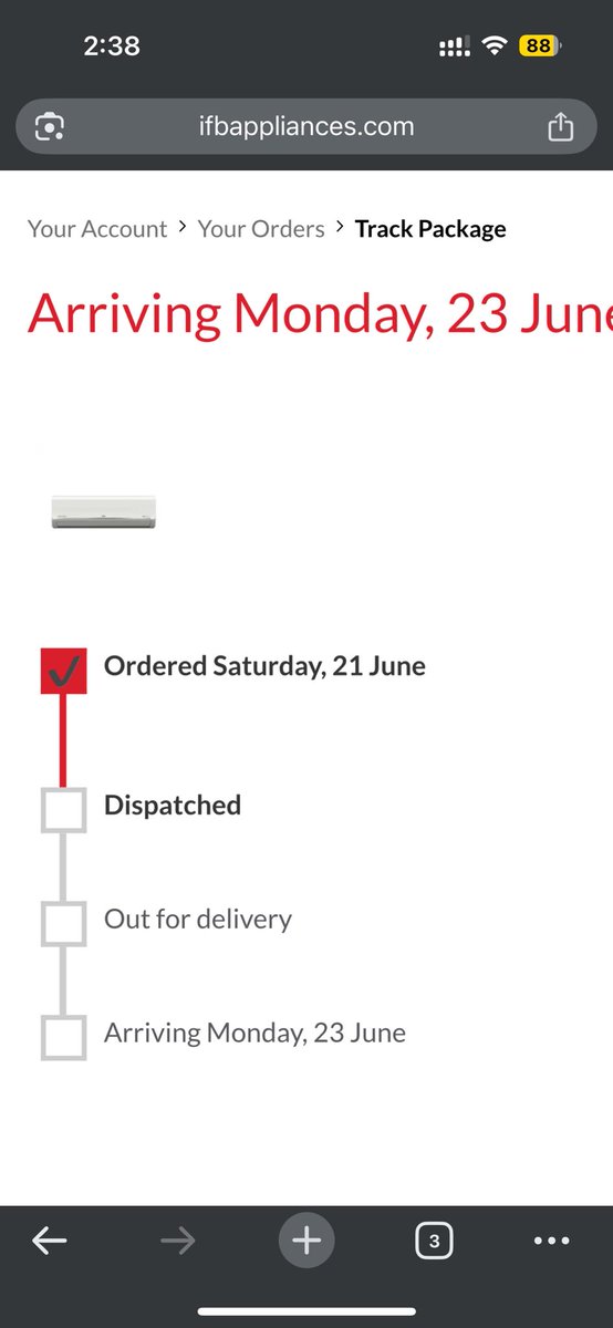 Fazil Rather (@fazil_fayaz) on Twitter photo Ordered an AC from @IFBInd <a href="/IFBAppliances/">IFB Appliances</a> on June 21. Promised delivery: June 23.
Today is July 1 — still no delivery, no update, no complaint registered despite multiple calls.
<a href="/IFBCares/">IFB Appliances</a> —Please respond and resolve this immediately.
Order ID: 1000963874 Ordered an AC from @IFBInd <a href="/IFBAppliances/">IFB Appliances</a> on June 21. Promised delivery: June 23.
Today is July 1 — still no delivery, no update, no complaint registered despite multiple calls.
<a href="/IFBCares/">IFB Appliances</a> —Please respond and resolve this immediately.
Order ID: 1000963874