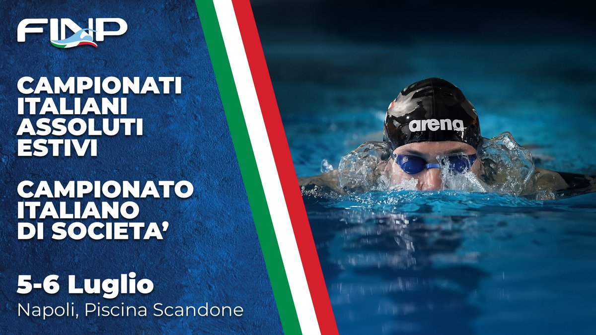 🏆 Campionati Italiani Assoluti Estivi FINP 2025 
📅 5-6 Luglio a #Napoli 
📺 Streaming: 
youtube.com/playlist?list=…
 📷 Risultati, classifiche: 
natatoria.com/nuoto_schedama…

⚙️ <a href="/FINPARALIMPICO/">FINP</a>, Centro Sportivo Portici
⏱️ <a href="/Ficr_Napoli/">FICr Napoli</a> 
🖥️<a href="/siteland_it/">Siteland</a>

#nuotoparalimpico #paraswimming