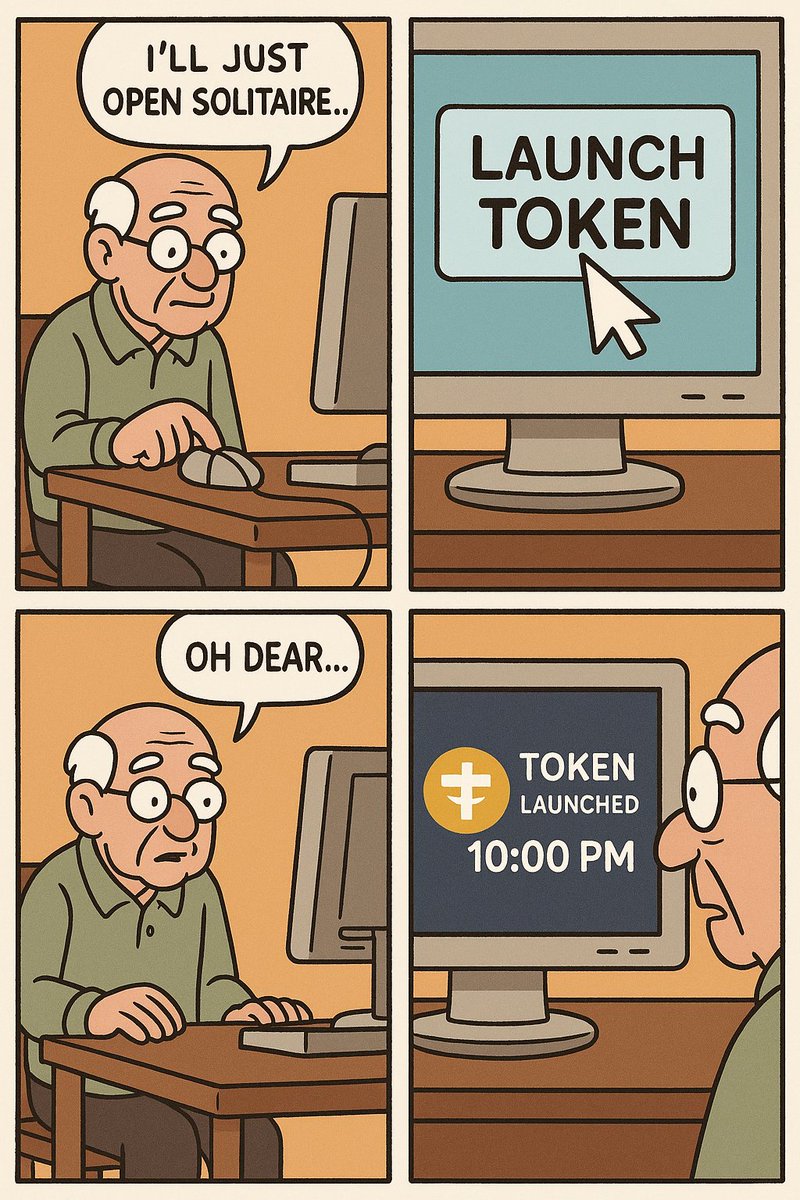 BOOMRCoin's tweet photo. Tried to open Solitaire.
Clicked “Launch Token” by accident.
Now I’m the founder of $BOOMR. 👴📈
Asked my Grandchild he said launch starts at 22:00 CEST on https://t.co/B4jg8NUvp8 🧐 #memecoin https://t.co/KYqsPGU8Rm