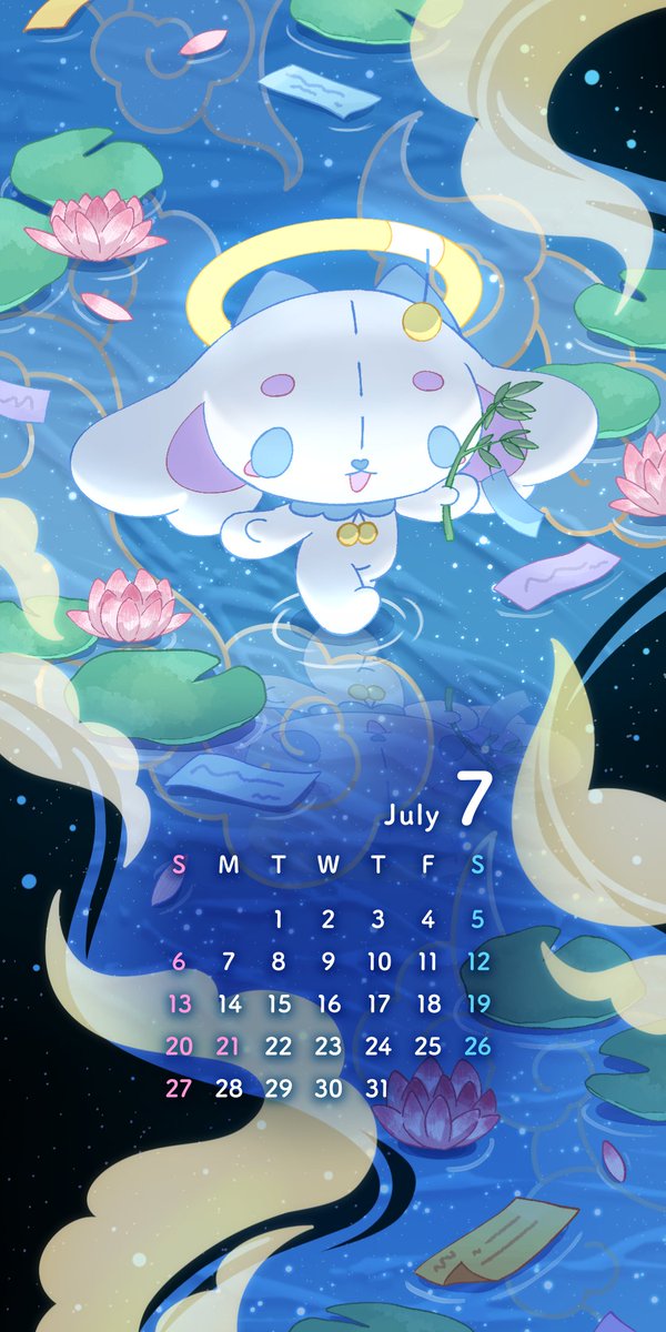 7月カレンダーだよ！
お願いごとの準備できてる〜？💫✨

#壁紙カレンダー #待ち受けカレンダー #七夕  #めあろ