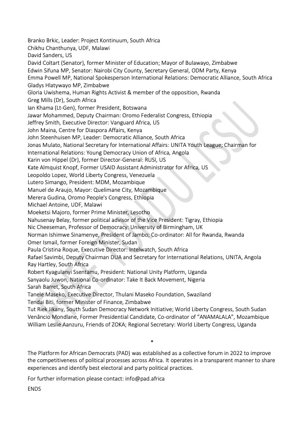 The Platform for African Democrats calls for the immediate and unconditional release of <a href="/TunduALissu/">Tundu Antiphas Lissu</a> . Today is a critical opportunity for de-escalation and a return to democratic norms.

#FreeTunduALissu