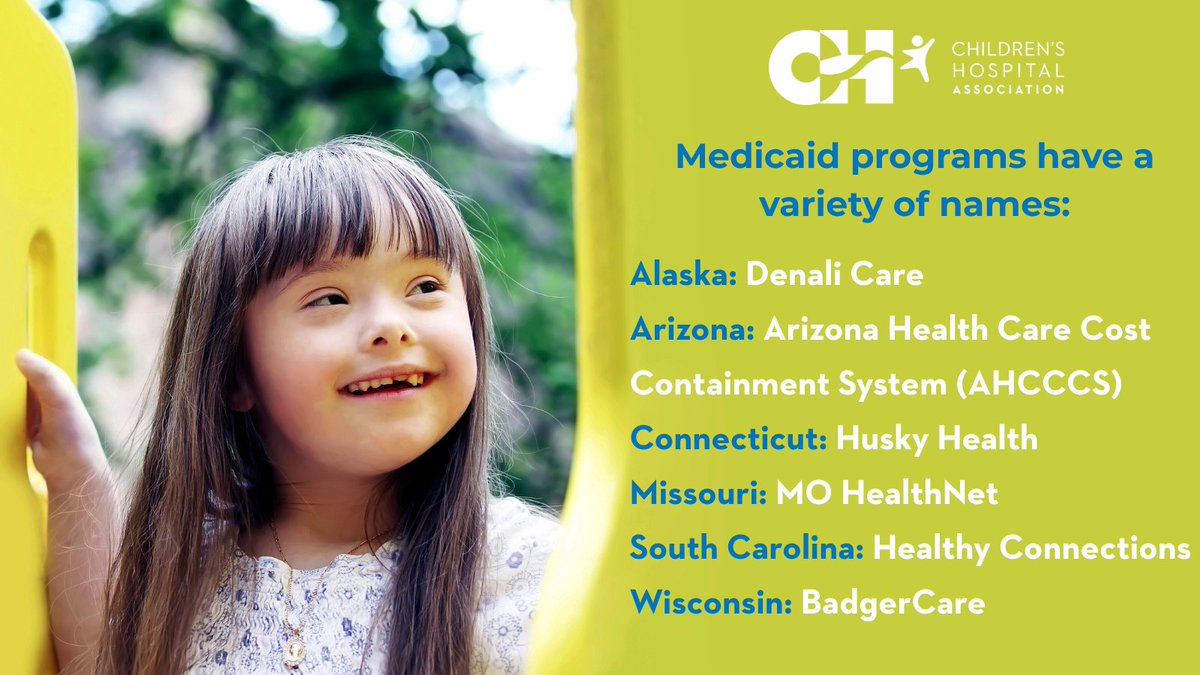 Fact 8️⃣: States call their #Medicaid programs by very different names.

In many states, the program is referred to as: [state name] + Medicaid = Maryland Medicaid.

2️⃣7️⃣ states use names that don’t directly tie the service to Medicaid. #MedicaidMatters childrenshospitals.org/news/cha-blog/…