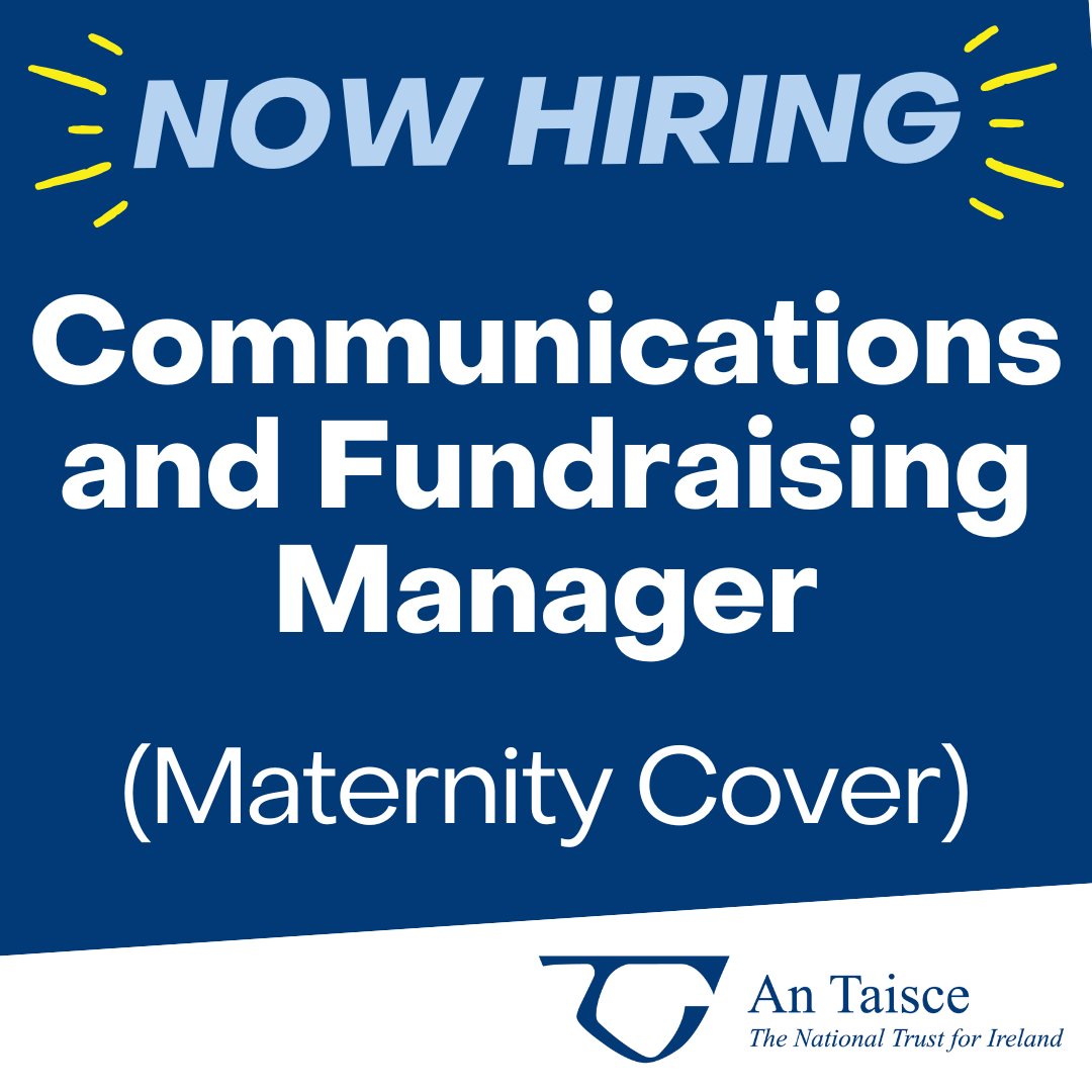 An Taisce (@antaisce) on Twitter photo Now hiring — Communications and Fundraising Manager
Seeking a motivated and strategically-minded Communications and Fundraising Manager to cover maternity leave for our Development Director
To apply: antaisce.org/vacancies
#JobFairy
#environmentaljobs
#greenjobs Now hiring — Communications and Fundraising Manager
Seeking a motivated and strategically-minded Communications and Fundraising Manager to cover maternity leave for our Development Director
To apply: antaisce.org/vacancies
#JobFairy
#environmentaljobs
#greenjobs