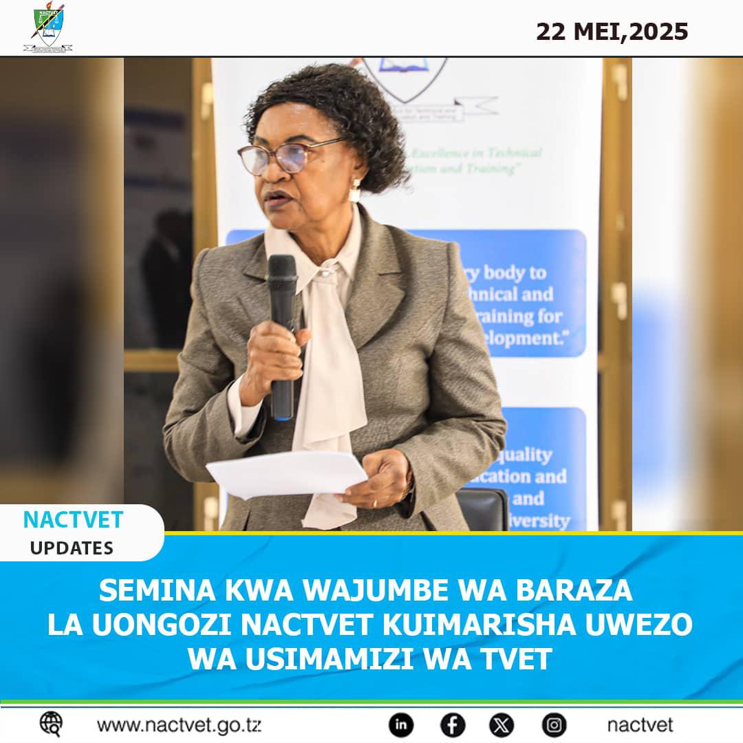 nactvetZ's tweet photo. Wajumbe wa Baraza la Uongozi la NACTVET wamejengewa uwezo juu ya masuala mbalimbali ili kuimarisha uwezo wa Baraza hilo kusimamia Elimu ya Ufundi na Mafunzo ya Ufundi Stadi (TVET).
Semina hiyo imefunguliwa na Mwenyekiti wa Baraza la Uongozi, Bi. Bernadetta Ndunguru. @ElimuTz https://t.co/EVQq5rhPHf