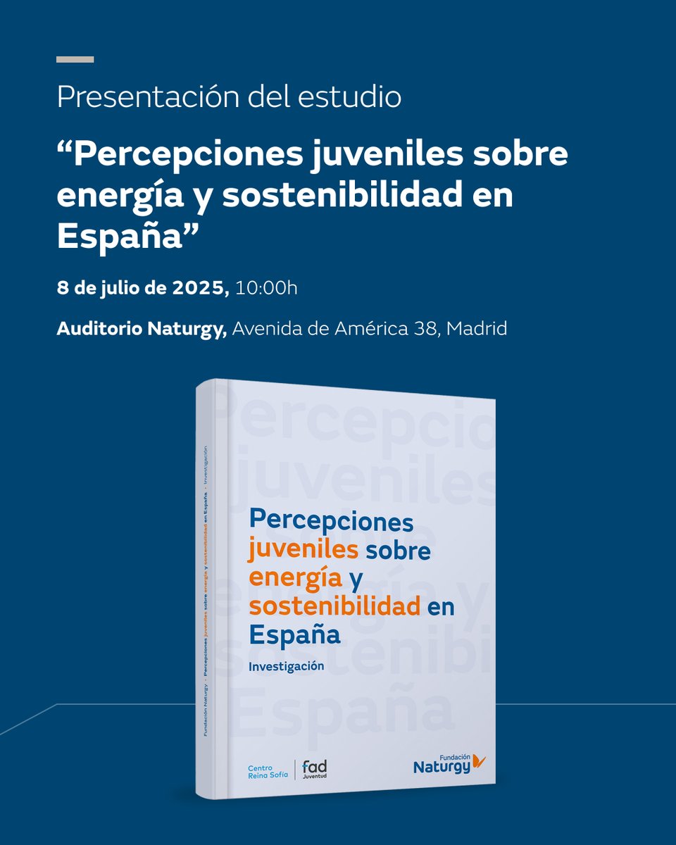 Te invitamos a la presentación del estudio "Percepciones juveniles sobre energía y sostenibilidad en España" junto a <a href="/FadJuventud/">Fad</a> .

🗓️ 8 de julio, 10:00h en el Auditorio Naturgy (Madrid). ¡Inscripción previa gratuita hasta completar aforo!

🗣️ Descubre las conclusiones clave