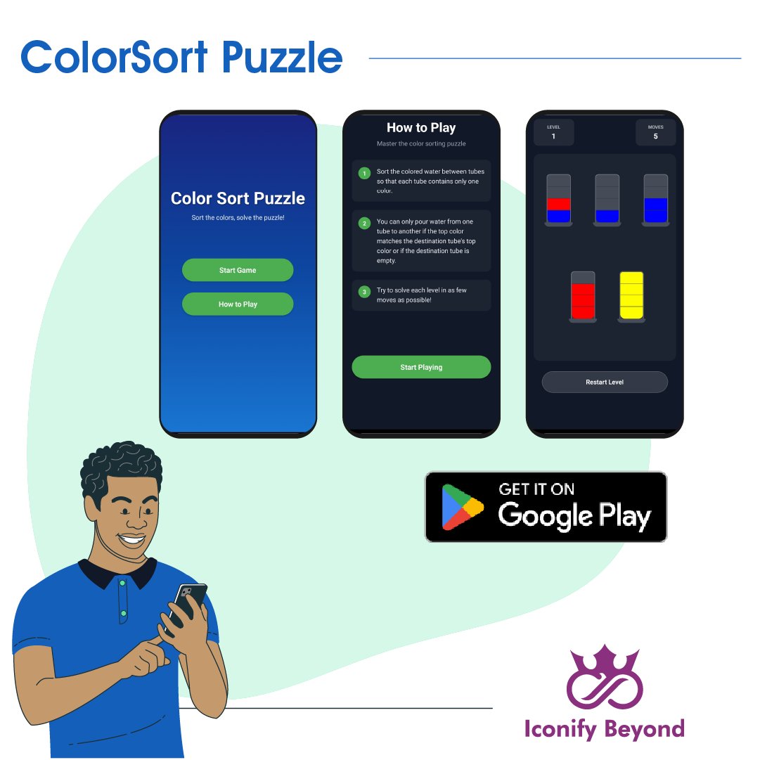 Now Live on Google Play! 
ColorSort Puzzle is here; a fun, casual brain-teasing game with 50+ levels to keep you sorting, thinking, and relaxing.

 Download now and test your color logic:
play.google.com/store/apps/det…
Let the sorting begin! 
#AndroidGames #CasualGames #hypercasual