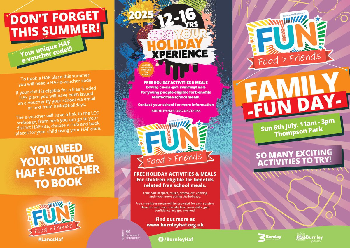 B_B_Burnley's tweet image. We’re at Thompson Park this Sat 6 July! 🎉
Join us 11am–3pm for FREE family fun:
🧘 Quiet Zone – crafts, slime, food tasting
⚽ Active Zone – games, dance, football + more!
Learn about our HAF summer programme too!
#HAFBurnley #FreeFamilyFun #BurnleyEvents