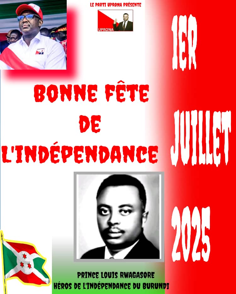 A l’occasion du 63è anniversaireu recouvrement de l’indépendance du #Burundi,le parti <a href="/UPRONA__1961/">Parti UPRONA</a> souhaite à tous les Burundais,une bonne fête,une occasion de méditer sur l’héritage du Prince Louis #Rwagasore,héros nationale de l’indépendance.
<a href="/nkurunziza_com/">nkurunziza olivier</a>