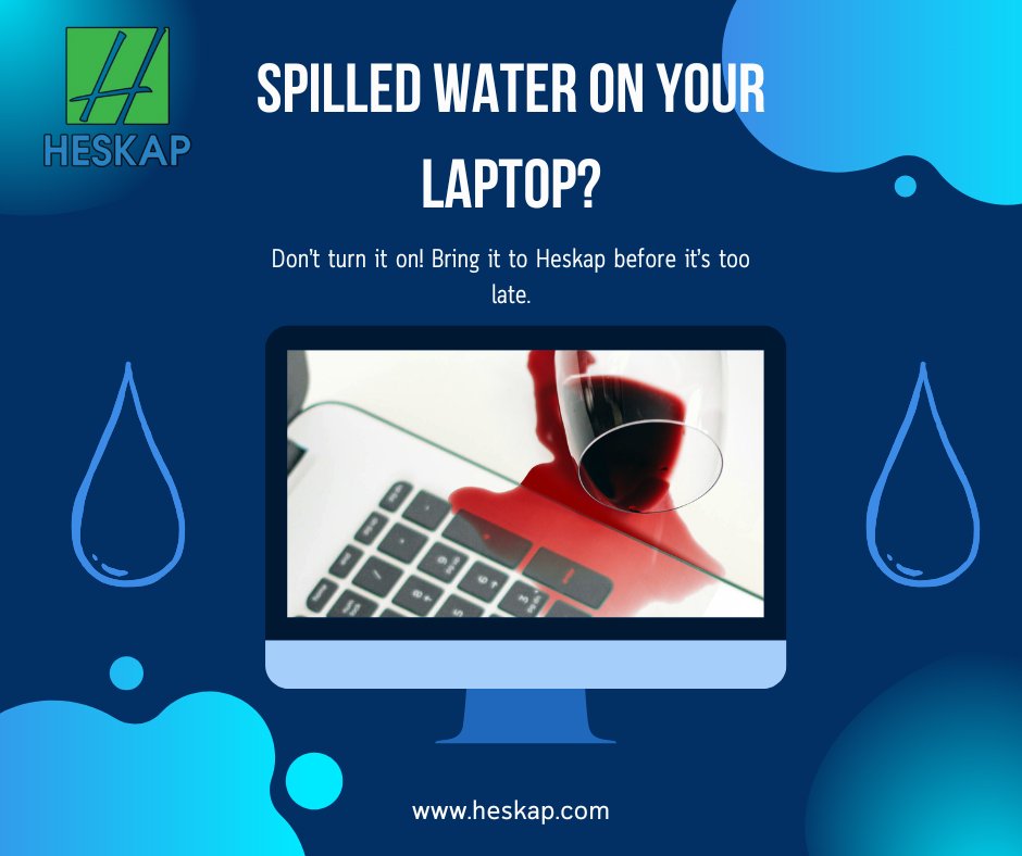 HeskapS's tweet image. 💧 Spilled water on your laptop or PC?
Don’t turn it on—it could short-circuit or fry the motherboard.
At Heskap, we’ll clean and diagnose it to save your device.
 📞 Call 051-572172 or email support@heskap.com
 #WaterDamage #TechEmergency #ITSupport #HeskapITSupport