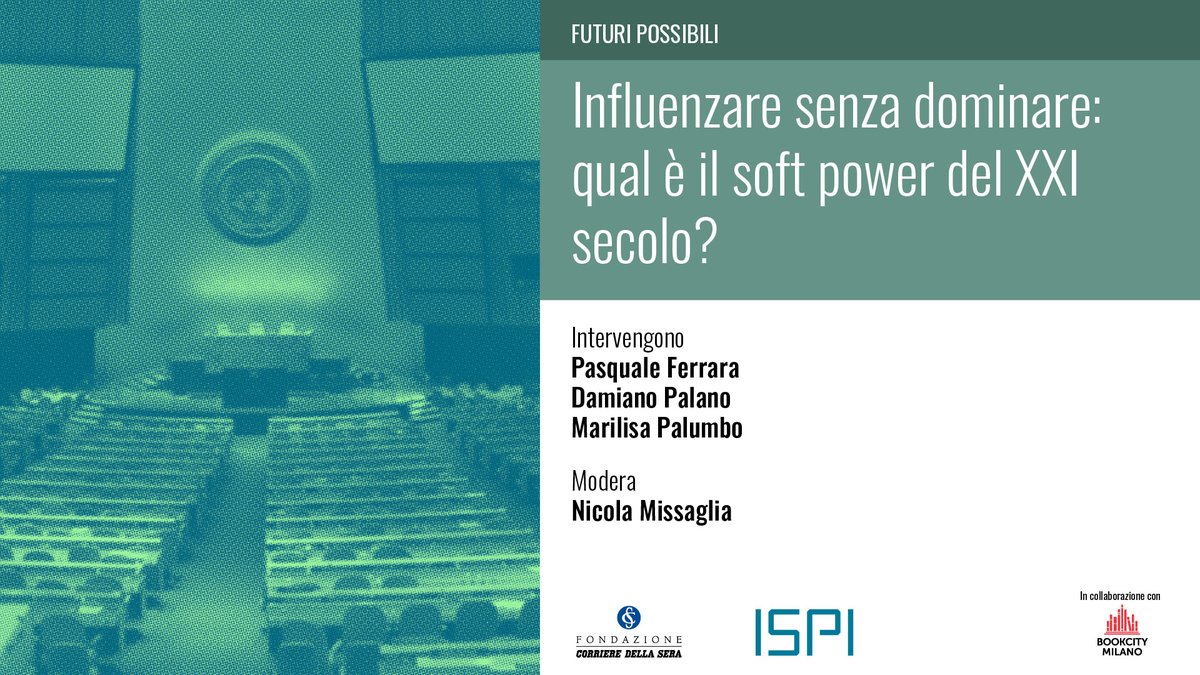 7 luglio, ore 19, nel giardino di Palazzo Clerici (via Clerici 5): il quinto incontro del #SummerFestival realizzato con <a href="/ispionline/">ISPI</a>, in collaborazione con <a href="/BOOKCITYMILANO/">BookCity Milano</a>.
Con <a href="/PasFerrara/">Pasquale Ferrara</a>, <a href="/DamianoPalano/">Damiano Palano</a>, <a href="/marilisap/">Marilisa Palumbo</a>. Modera <a href="/mardilevante/">Nicola Missaglia</a>.
Prenotati qui: ispionline.it/it/evento/infl…