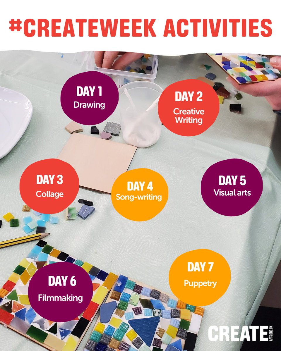UCL_SBB's tweet image. Today marks the start of #CreateWeek 2025!
Our research shows that simple creative activities can have marked effects on mental & physical health.
Why not try one (or all) of @createcharity's free activity prompts this week ✏️🎬💭🖼️🎵
Get involved: createarts.org.uk/createweek/