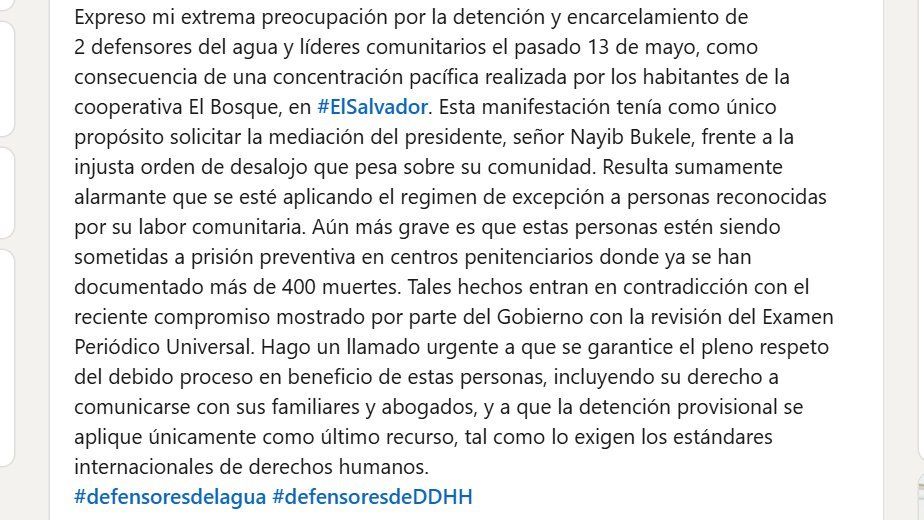 Mi solidaridad con #defensoresdelagua en #ElSalvador #defensoresdeDDHH