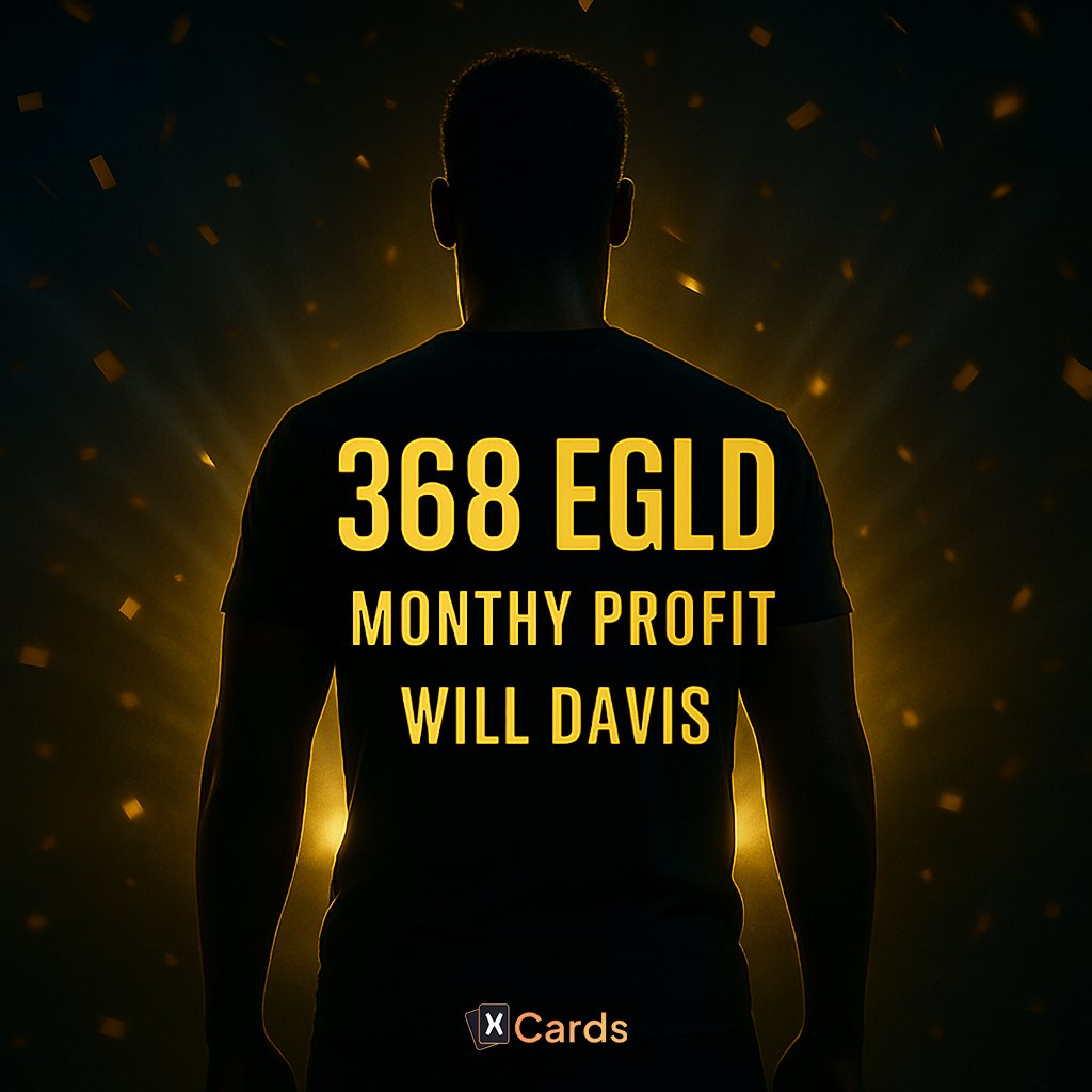xCards (@xcards_) on Twitter photo 🔥 𝗖𝗛𝗔𝗠𝗣𝗜𝗢𝗡 𝗢𝗙 𝗧𝗛𝗘 𝗠𝗢𝗡𝗧𝗛 🔥
Huge shoutout to <a href="/xWilliamDavis/">William Davis❌</a> for smashing it with a profit of 368 $EGLD this month 💰
😎 Wanna join the winners’ league?
The seat’s hot, the table’s ready ♠️ 🔥 𝗖𝗛𝗔𝗠𝗣𝗜𝗢𝗡 𝗢𝗙 𝗧𝗛𝗘 𝗠𝗢𝗡𝗧𝗛 🔥
Huge shoutout to <a href="/xWilliamDavis/">William Davis❌</a> for smashing it with a profit of 368 $EGLD this month 💰
😎 Wanna join the winners’ league?
The seat’s hot, the table’s ready ♠️