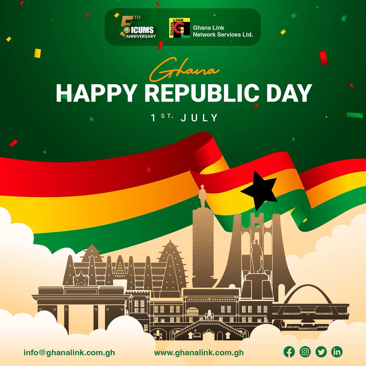 🇬🇭 Happy Republic Day, Ghana!
Today, we celebrate the strength of our democracy, the pride of our heritage, and the spirit of independence that drives us forward.
At Ghana Link, we remain committed to building a stronger, more connected Ghana.
#RepublicDay #GhanaAtHeart