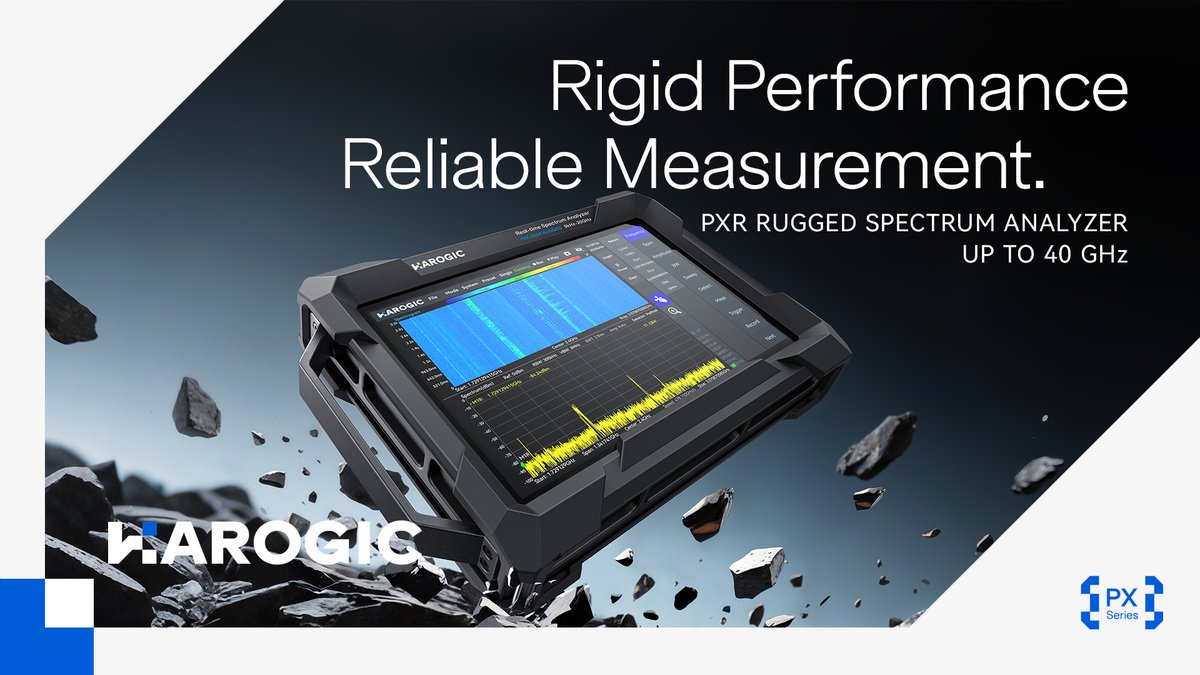 HAROGIC's tweet image. Conquer dust, water &amp;amp; shock! 💪 HAROGIC PXR: The ULTIMATE rugged handheld spectrum analyzer.
✅ 9kHz - 40GHz
✅ 100MHz BW
✅ IP68 Toughness
Lab-grade RF analysis, ANYWHERE.
➡️ See how: harogic.com/product/pxr-se…
#SpectrumAnalyzer  #FieldEngineer #RF #5G #TestTech #HAROGIC