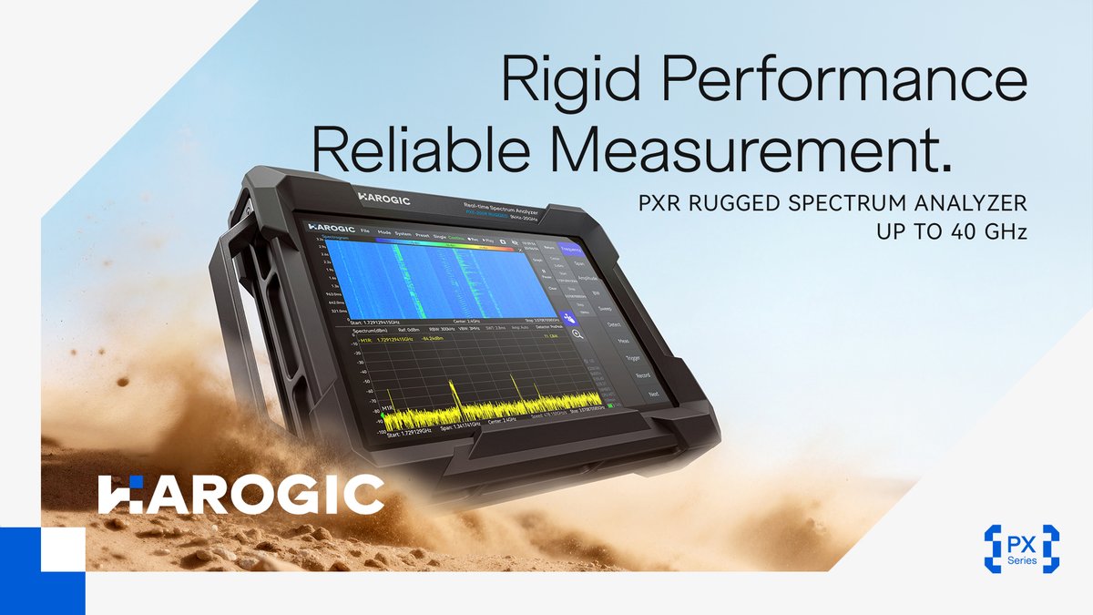 HAROGIC's tweet image. Conquer dust, water &amp;amp; shock! 💪 HAROGIC PXR: The ULTIMATE rugged handheld spectrum analyzer.
✅ 9kHz - 40GHz
✅ 100MHz BW
✅ IP68 Toughness
Lab-grade RF analysis, ANYWHERE.
➡️ See how: harogic.com/product/pxr-se…
#SpectrumAnalyzer  #FieldEngineer #RF #5G #TestTech #HAROGIC