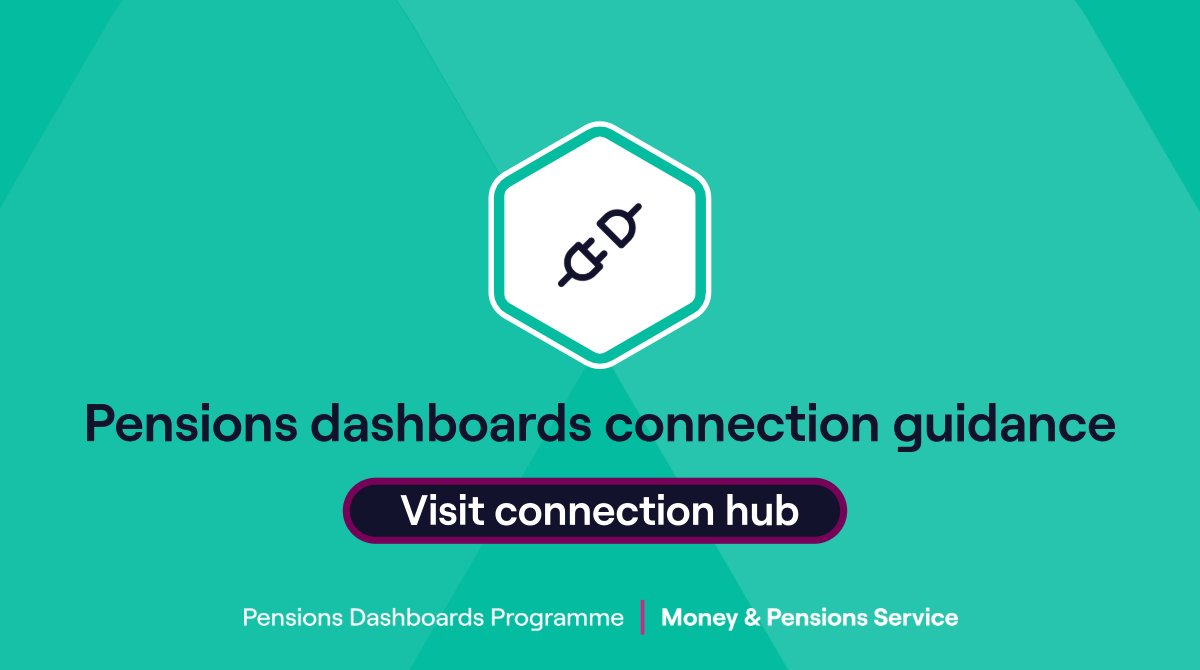 Looking for guidance on connecting to #PensionsDashboards? 

Our connection hub offers a wide range of regularly updated information and guidance, whether you're connecting directly or through a third-party connection provider.

Visit connection hub: ow.ly/1YLY50WgKEX