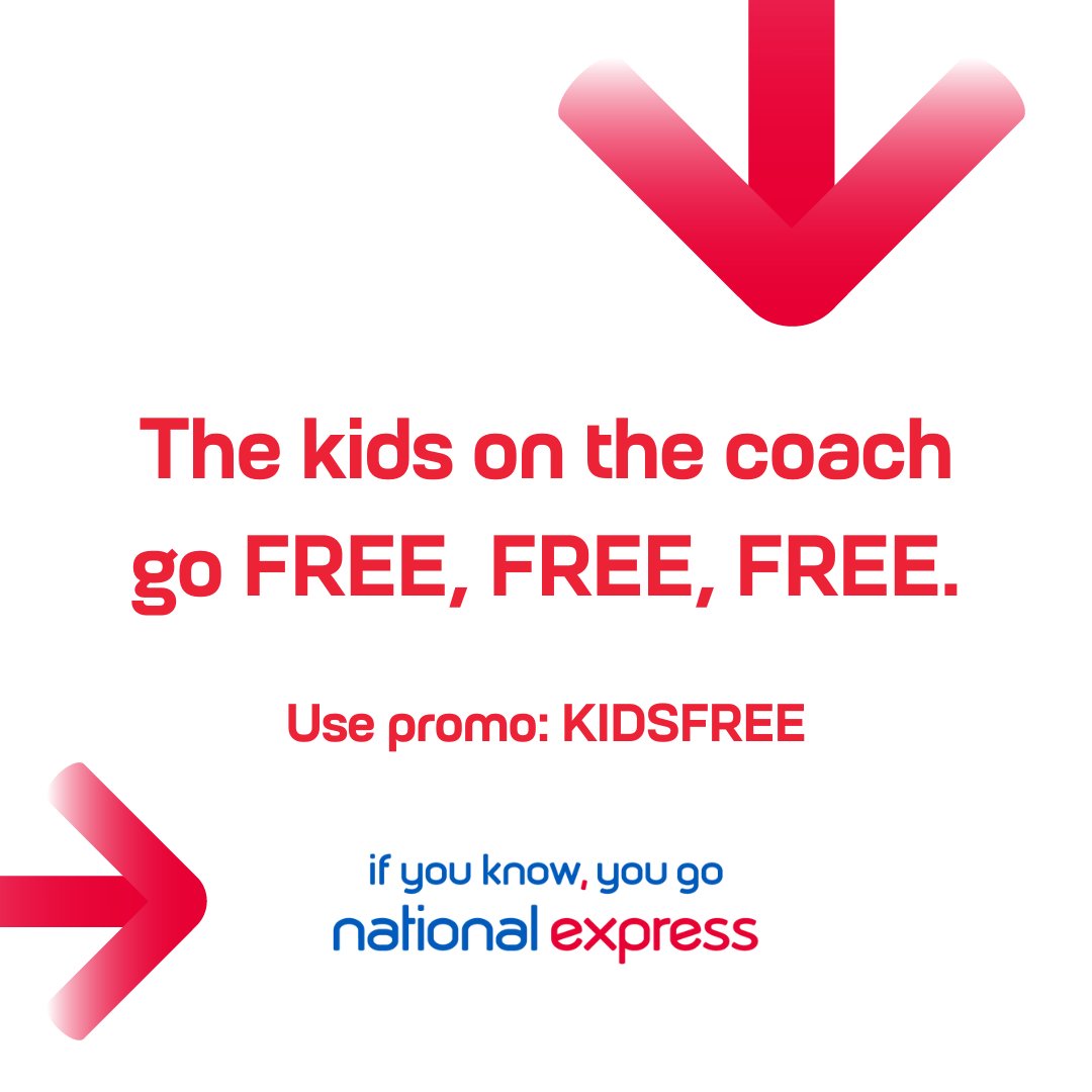 nationalexpress's tweet image. 🚌 Kids this summer: going places.
💸 You this summer: not paying extra.
Up to 3 kids go FREE with every adult ticket.
Just use code KIDSFREE when you book.
📅 Travel between 1 July–30 Sept.
T&Cs apply. Ice cream not included.
bit.ly/4fZDYZ2