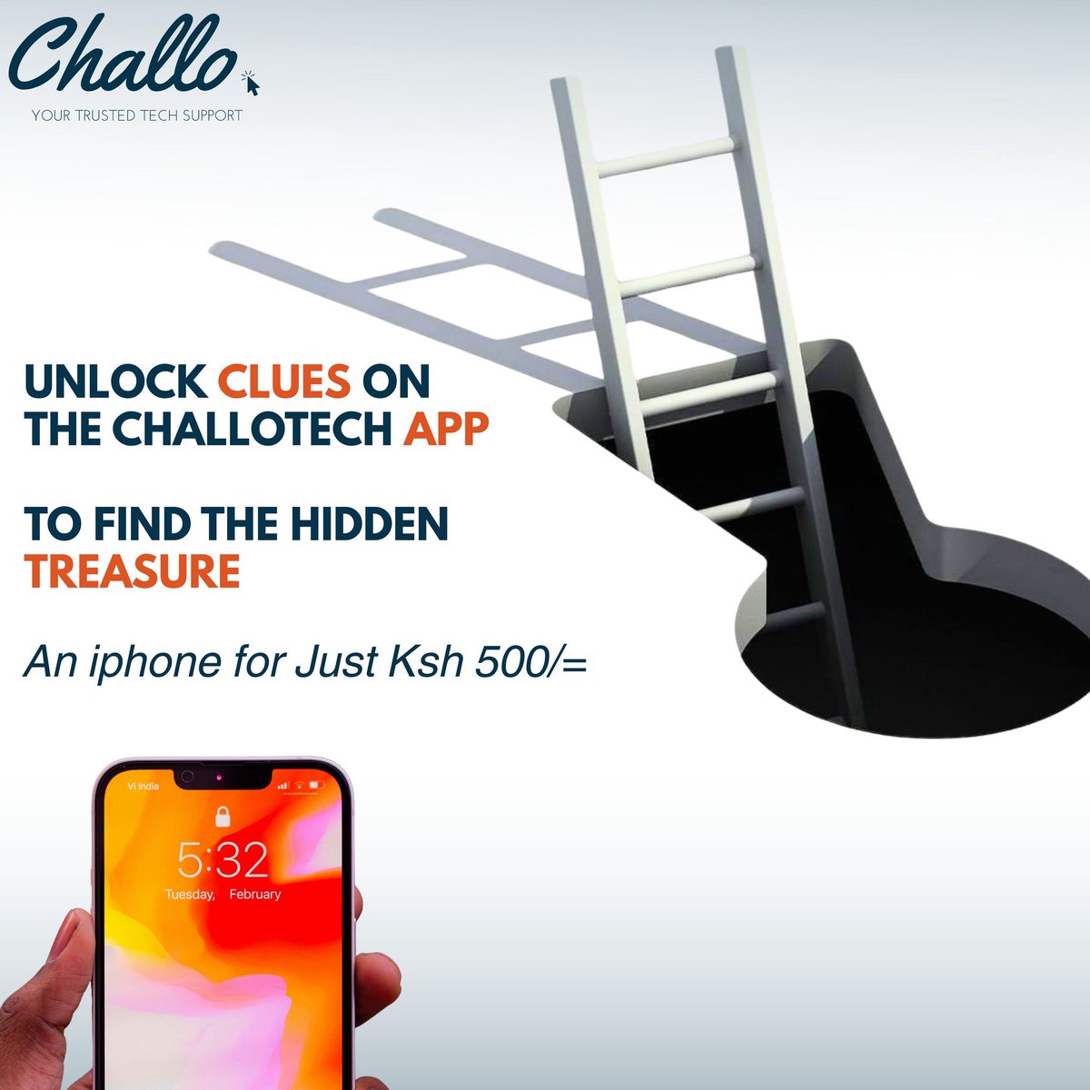 challotech's tweet photo. The ChalloTech Treasure Hunt is ON!
🚨 Win an iPhone 14 for just Ksh 500!
1️⃣ Download ChalloTech App
2️⃣ Log in / Sign up
3️⃣Stay tuned for clues till the Drop is Live.
😀 First to find + buy the iphone wins.
Ready? Let the hunt begin 🧭📱
#ChalloTech #TreasureHunt #iPhone #kenya https://t.co/VVwWyrEABM