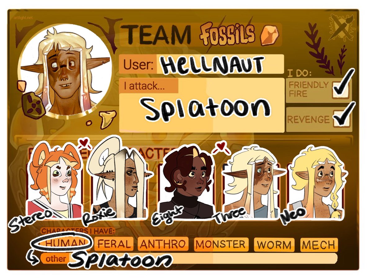 H3LLNAUT's tweet image. Artfight stresses me out so bad I literally have over 200+ bookmarks I don’t have a clue who I should attack first. Omg. Oomfs drop ur links…🥲 artfight.net/~Hellnaut