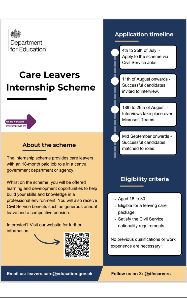 Opening this week! Civil Service Care Leaver Internship. 
#careleaver #internships