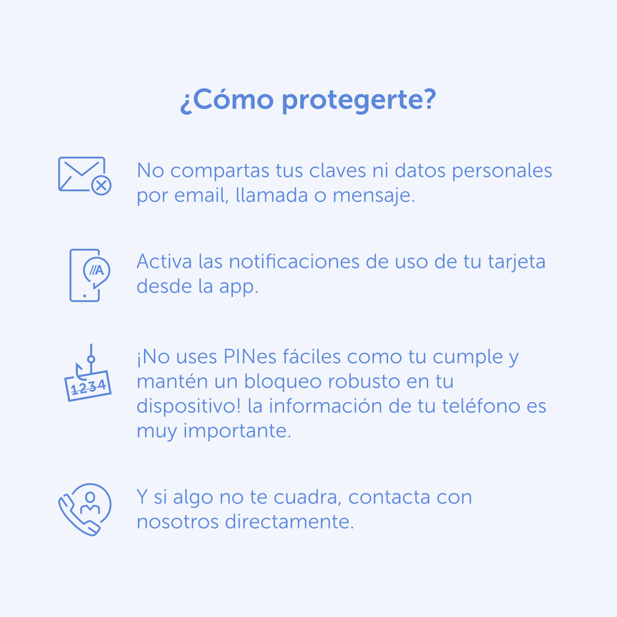 SomosABANCA's tweet photo. Destinamos recursos para protegerte de los intentos de estafa, pero los ciberdelincuentes usan métodos muy sofisticados. Por eso, hemos recopilado para ti algunos de los fraudes más comunes y una serie de consejos para cuando pagues con tus #tarjetasABANCA 👇. https://t.co/MyW7TLaTCI