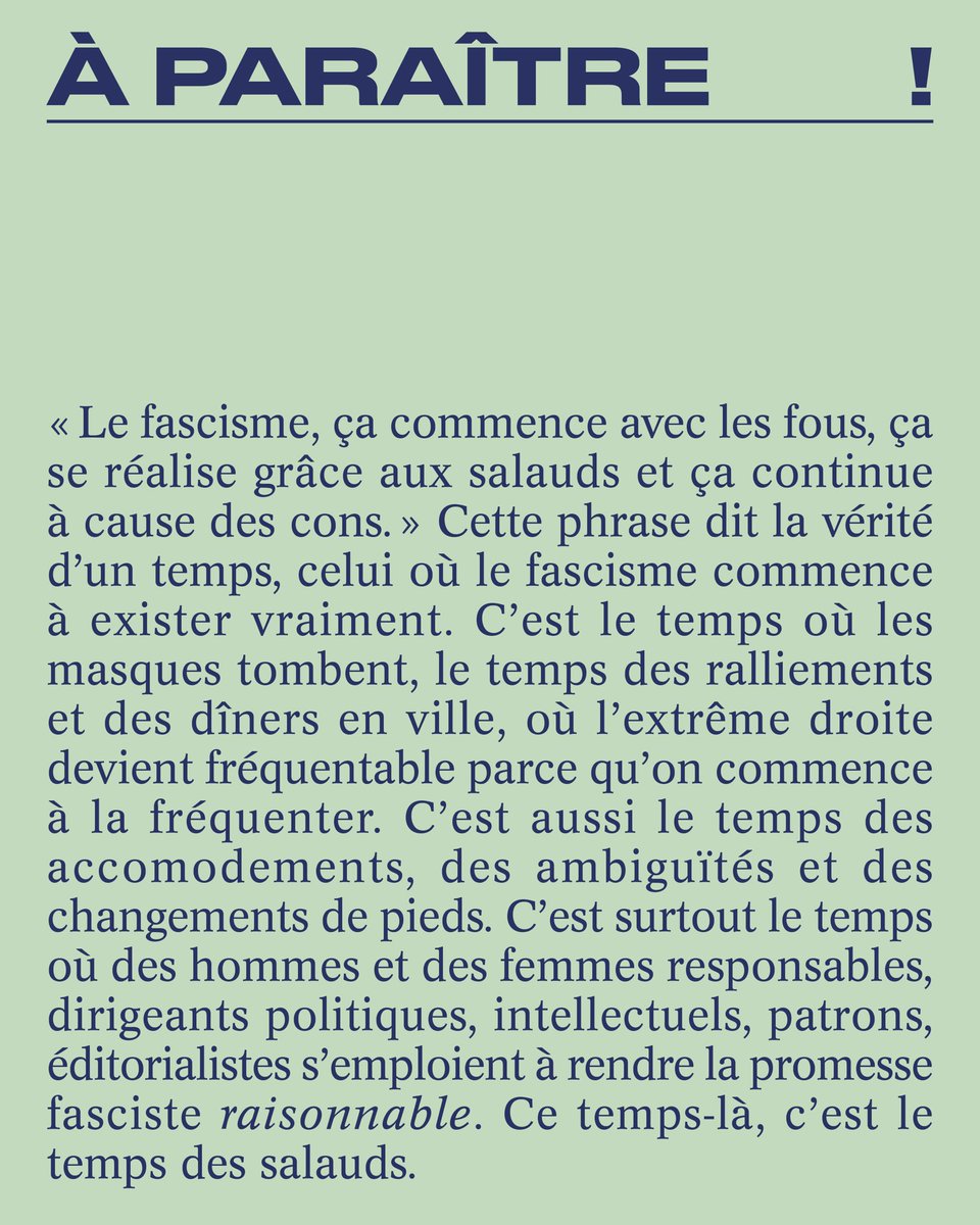 EDivergences's tweet image. 💥 Deuxième livre de la rentrée à paraître le 5 septembre 2025 : « Le temps des salauds • Comment le fascisme devient réel » de Hugues Jallon ! 

🔗 editionsdivergences.com/livre/le-temps…