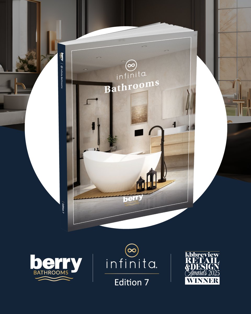 Our new Infinita Bathrooms Catalogue is out now! Discover taps, basins, baths, mirrors &amp; more. Pick up your copy in-store or view online 🔗 cwberry.com/berry-bathrooms