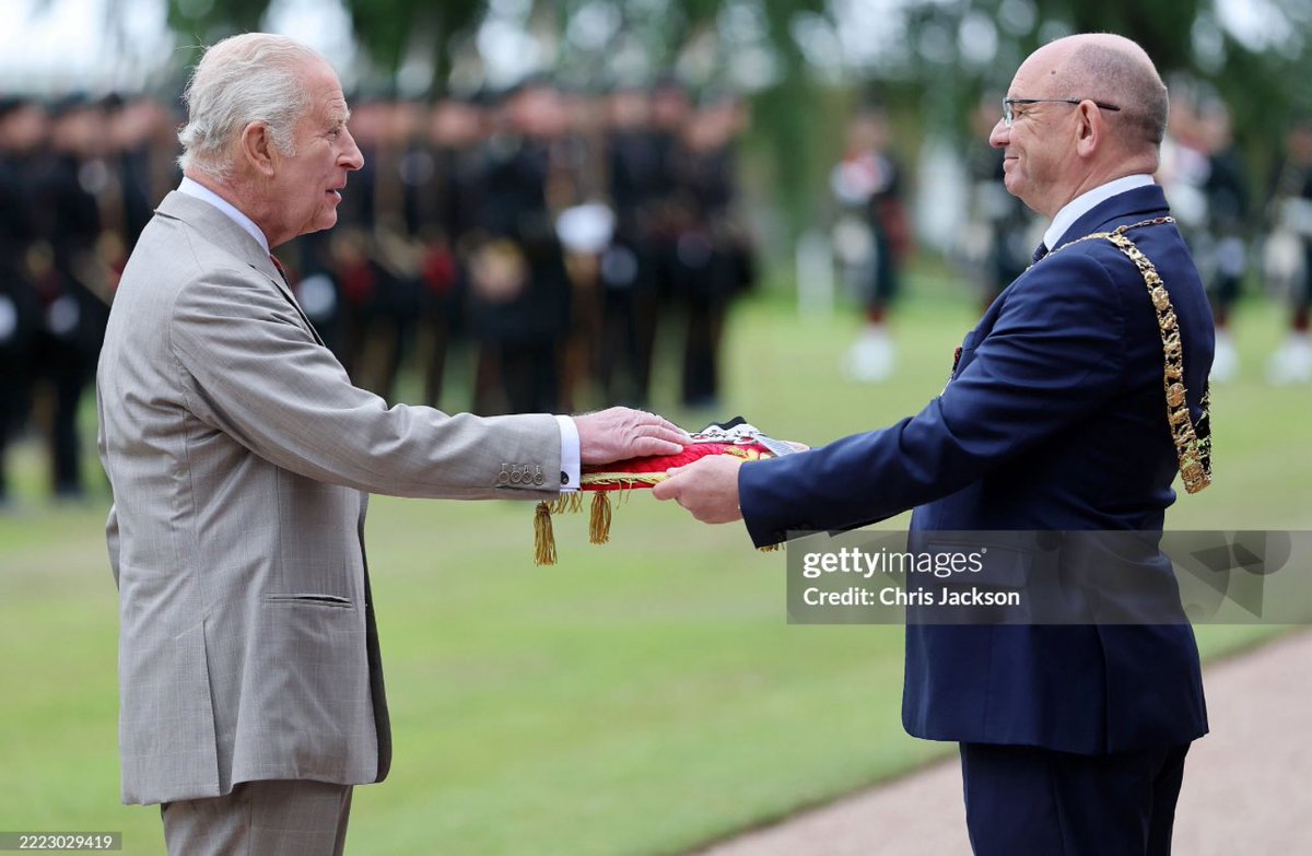 ChrisJack_Getty's tweet image. King Charles attends the Ceremony of the Keys in the gardens of The Palace of Holyrood House today in Edinburgh, Scotland 🏴