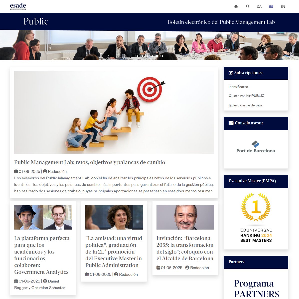 ¡ Nueva edición de PUBLIC, boletín del Public Management Lab ! Visite (y regístrese gratis en) PUBLIC: esade.edu/public