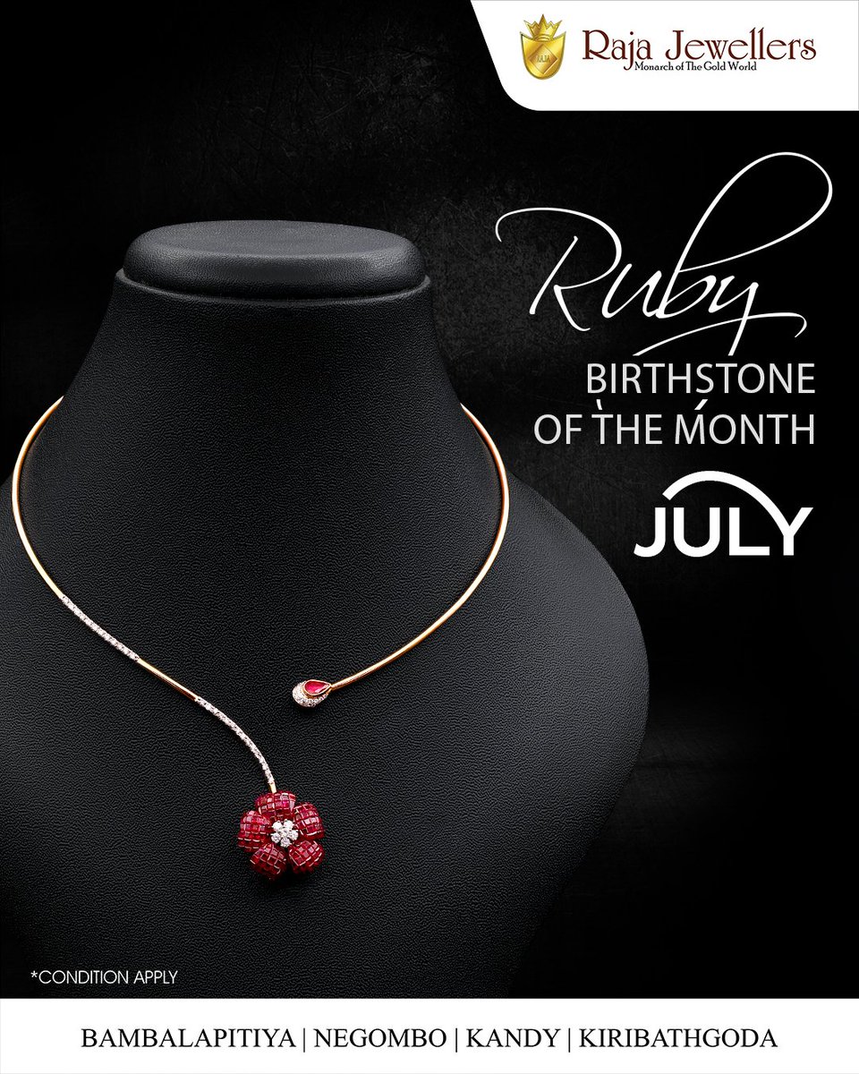 RajaJewelle's tweet image. July is the month of Ruby 
Celebrate your birth month with the timeless beauty of Ruby jewellery from Raja Jewellers, a symbol of love, passion, and strength.
#RubyBirthstone #RajaJewellers