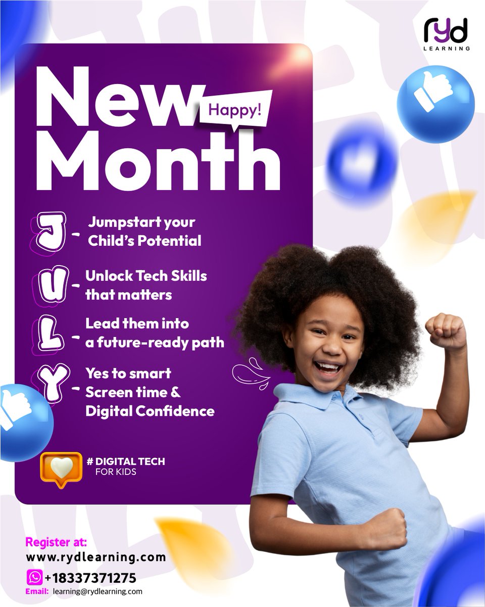 rydLearning's tweet image. This July, give your child more than wishes, give them skills that matters.
#techkids #NewMonth #smartparents