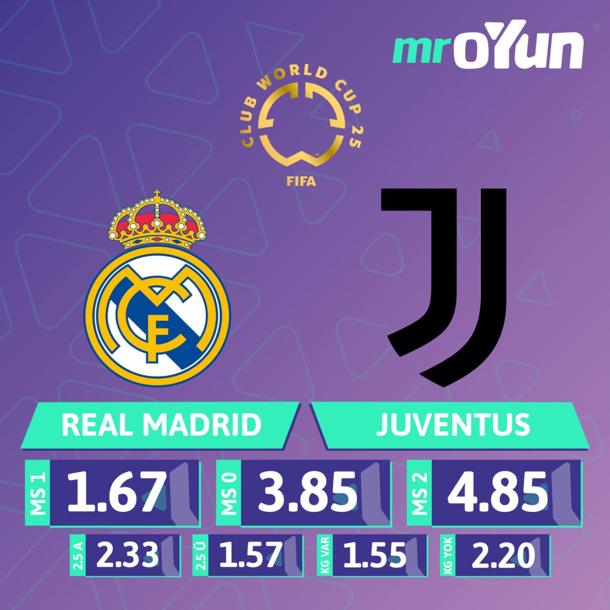 🏆 FIFA Dünya Kulüpler Kupası'nda SON 16 TURU HEYECANI DEVAM EDİYOR!

👀 Bugün sizce hangi dev çeyrek final biletini alacak?

✅ Günün fikstüründe hemen oyna ve kazan.