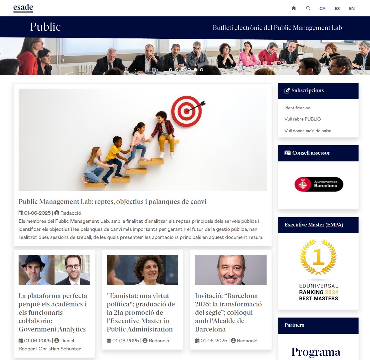 Nova edició de PUBLIC, butlletí del Public Management Lab ! Visiteu (i registreu-vos gratuïtament a) PUBLIC: esade.edu/public